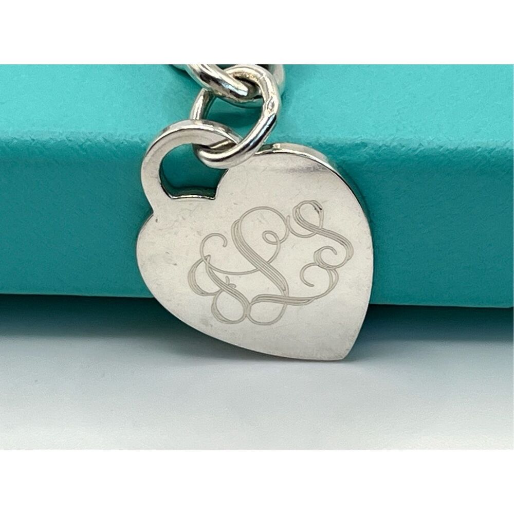 Tiffany & Co. Heart Tag Charm Initials “JSL” - Bracelet 8" Sterling Silver Round - Picture 16 of 16
